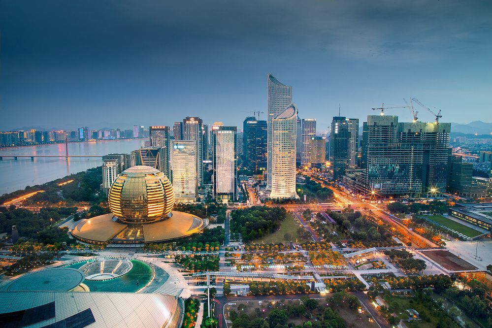 Hangzhou city at night